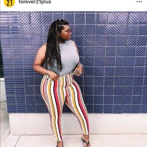 Multi colored plus size striped pants